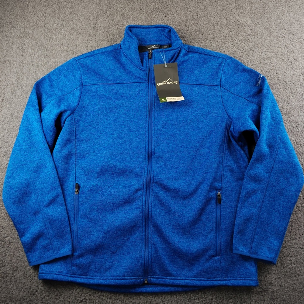 Eddie Bauer Jacket Mens XL Storm Repel Soft Shell Blue Full Zip Hiking NWT